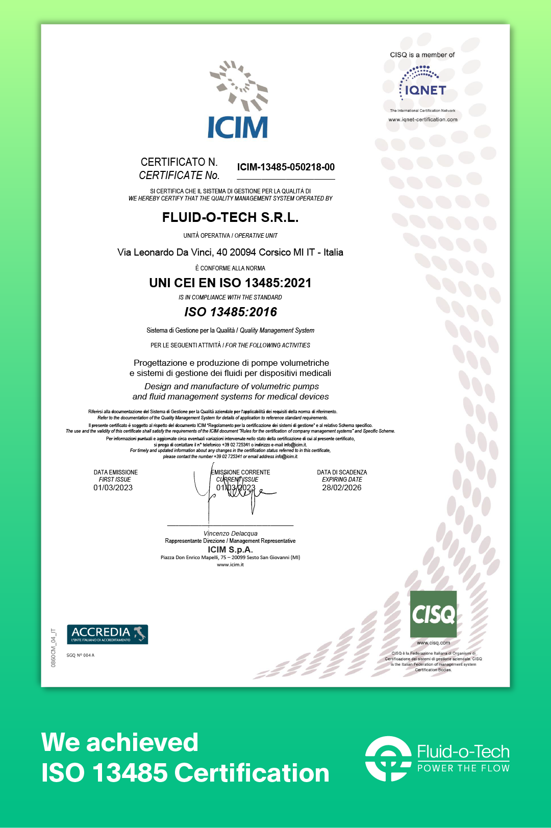 Certificazione UNI CEI EN ISO 13485:2021
